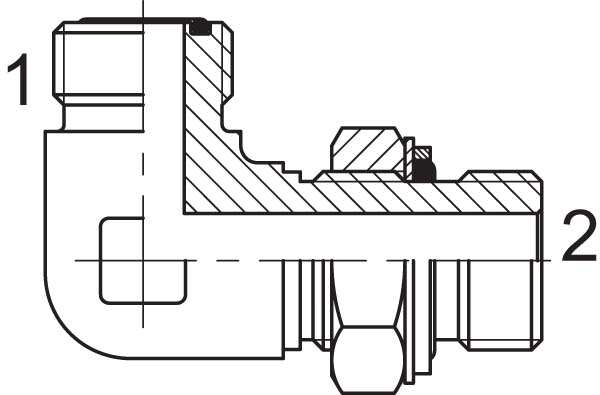 ADJUSTABLE 90° ELBOW FITTING ORFS M THREAD - imagine 3